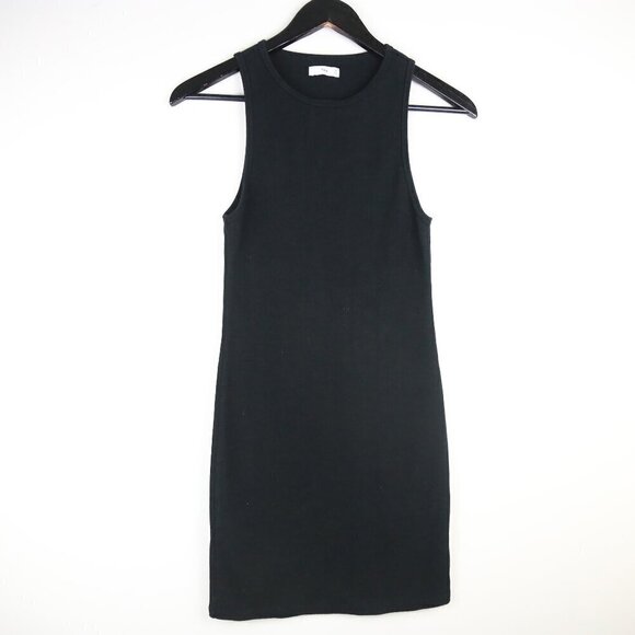 Aritzia Tna Ribbed Knit Bodycon Sleeveless Black Dress Size Medium - Picture 1 of 6